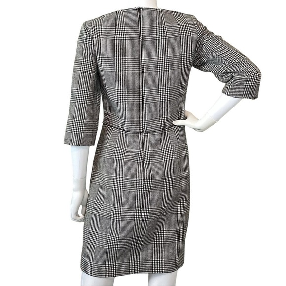 Stella McCartney Houndstooth Plaid Boat Neck Wool Blend Dress Gray 42 US 6/8 - Picture 2 of 8